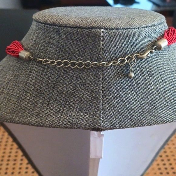 Boho Coral and Red Medallion Necklace - Pre-loved (17"-20") - Picture 5 of 5